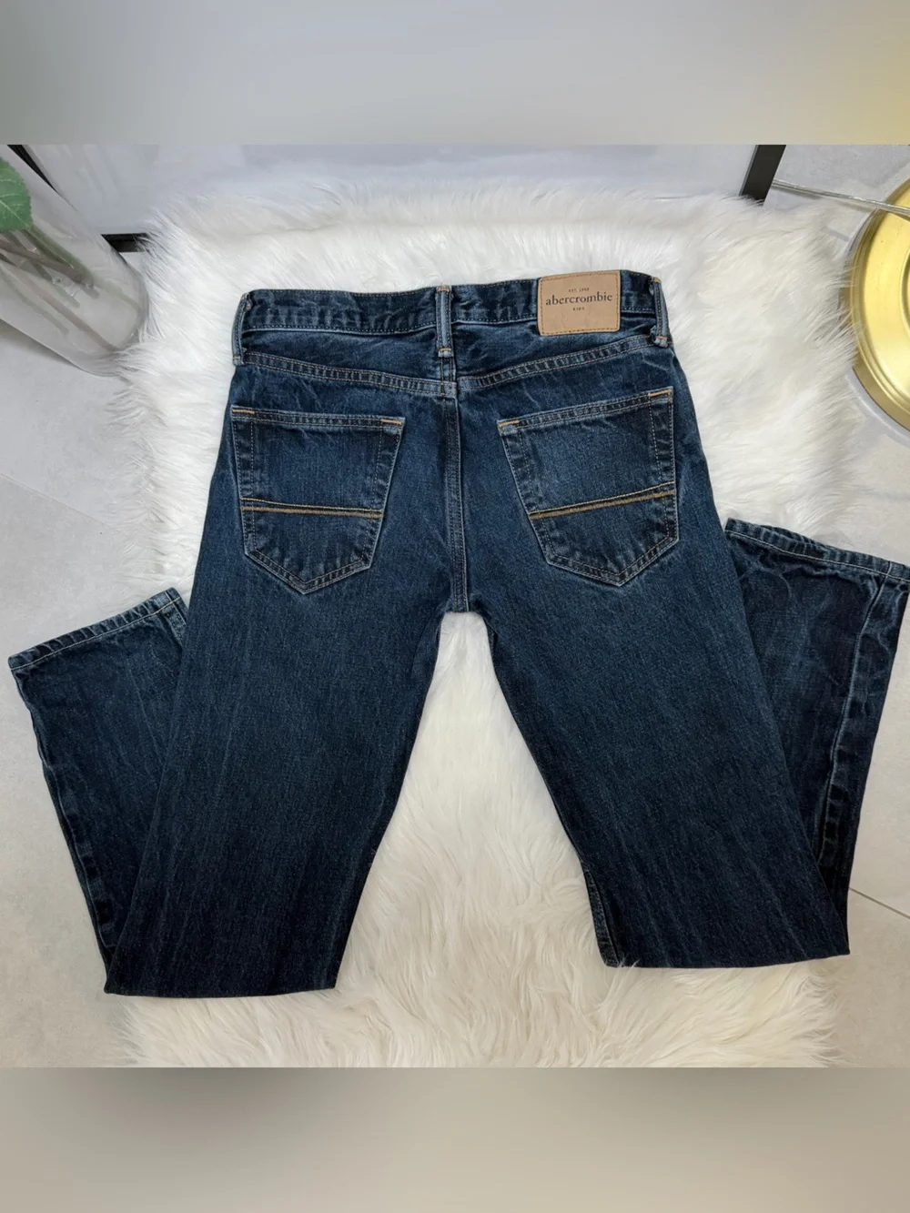 Abercrombie Kids Slim Straight Jeans Boys Size 16 Reg Dark Wash EUC